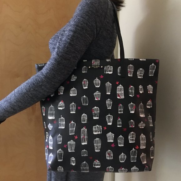 SOLD! Kate SPADE BON SHOPPER Large Birdcage Tote - Picture 6 of 16